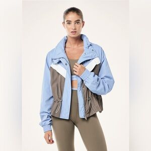 P.E Nation Blue, Taupe & White Colorblock shelter Jacket L/G